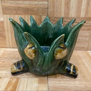 Unique Green Glazed Pottery Spiked Planter